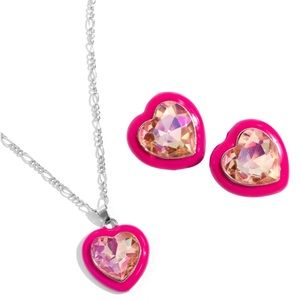 Iridescent Heart necklace and earring set